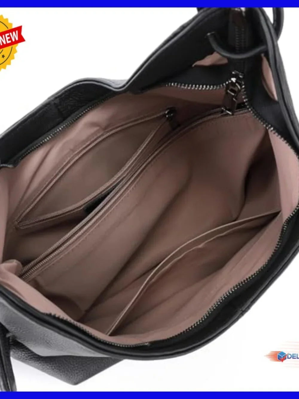 Genuine Leather Hobo Bag with Wallet, Adjustable Strap, Multiple Pockets